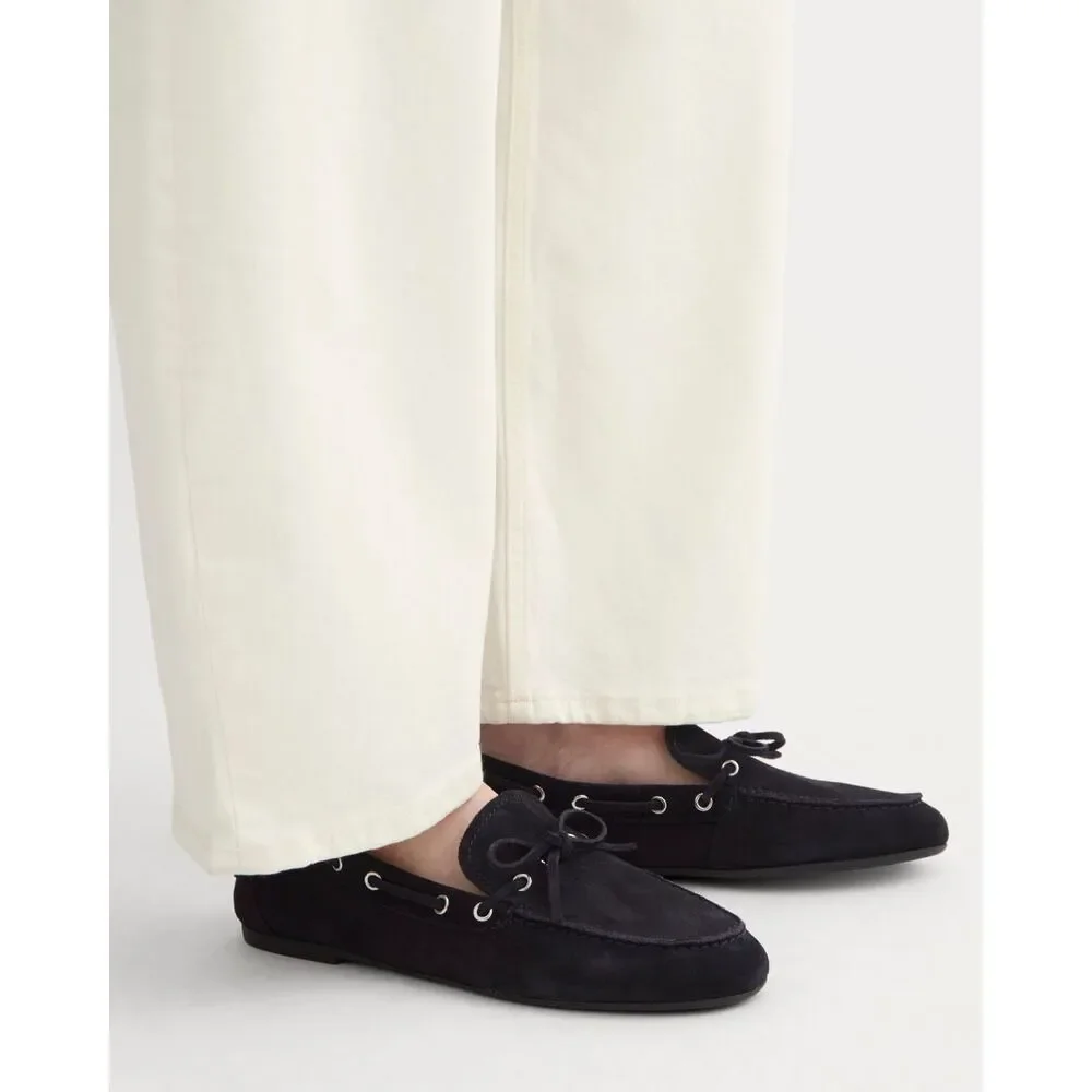 Everlane Dark Navy Suede Boat Shoes Womens Size 8 NWB Minimalist Loafers Flats